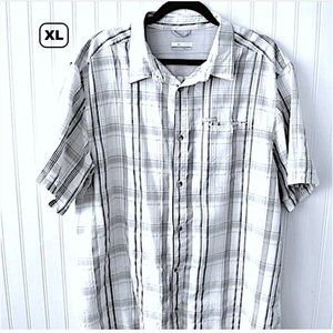 COLUMBIA Omni-Shade Sun Protect White/Beige/Gray Check Shirt  XL